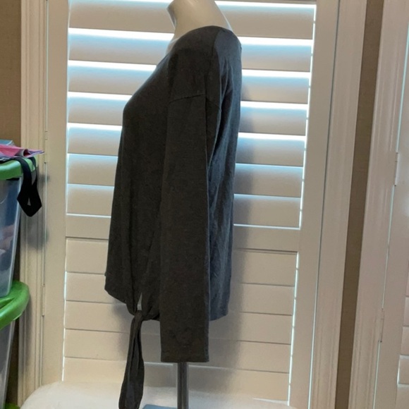 A New Day Gray Long Sleeve Tie Front Blouse - Picture 5 of 7
